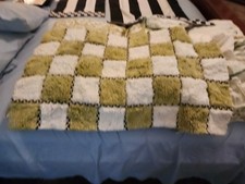 New MacKenzie Childs Covent Square Bath Rug Green White 24 36 Cotton