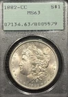 1882-CC MORGAN DOLLAR PCGS MS63 RATTLER OGH