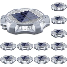 12 Pack Waterproof Solar Deck Lights 2 Modes LED Pathway Stair Driveway Lights