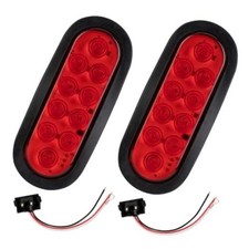 6 Inch Oval LED Trailer Tail Lights, Stop/Turn/Brake with Surface 2 2 pcs red