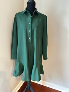 green emerald velvet dress Hunter Green Crepe Kenzo Dress main image 1