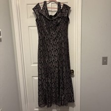 Vintage NW Nightway Women's 22W Black And Silver Lace Metallic Gown