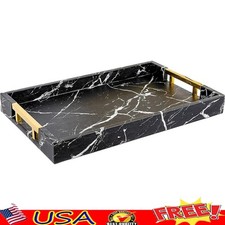 Decorative Serving Tray W/ Gold Handles Home Office Kitchen Organization New