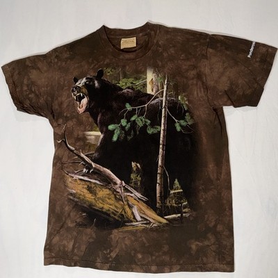 Vintage The Mountain Bear Shirt L Brown Grizzly Bear Tie Dye  Leather Tag