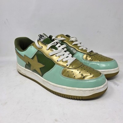 A Bathing Ape Bapesta FS-001 Low Gold / Green Men's Sneakers Size 13