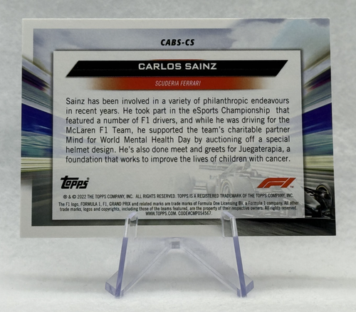 Carlos Sainz 2022 Topps Clean Air Blue Skies #CABS-CS Scuderia Ferrari - Picture 2 of 2