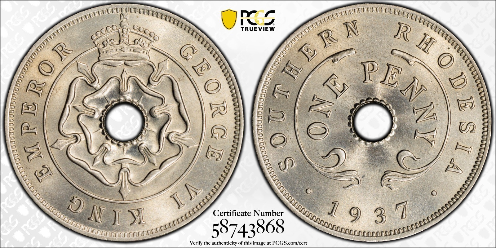 Southern Rhodesia 1 Penny 1937 PCGS MS 64