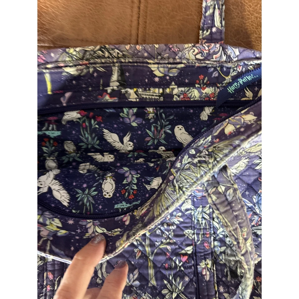 Vera Bradley Harry Potter Quilted Tote Bag Purple Magical Creatures Castle Print - Image 4 of 4