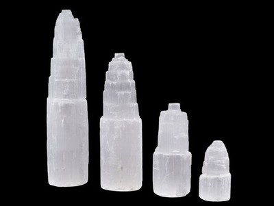 Selenite Tower, Crystal Tower, Cleansing Stone, Meditation, Crystal Gift, 4 Size
