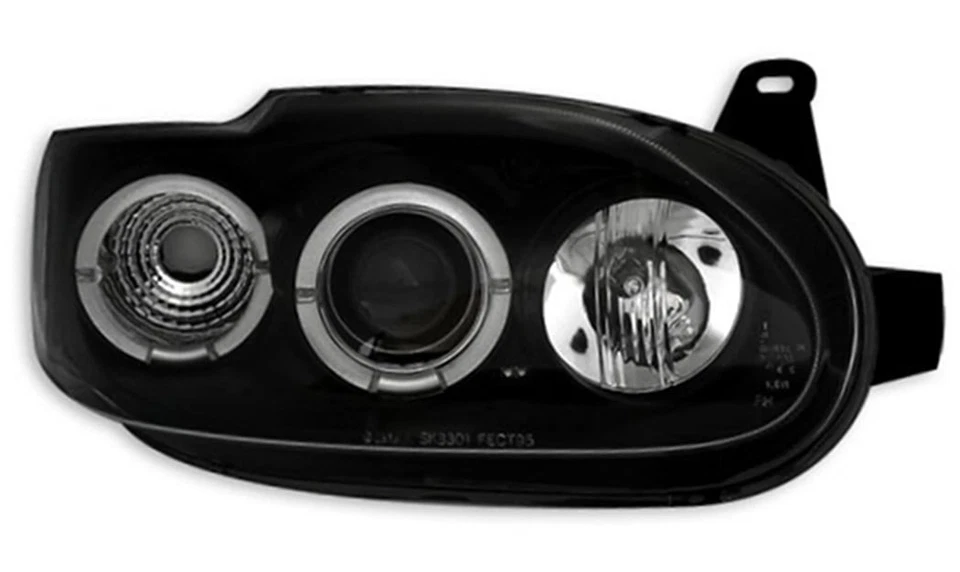 Faros para Ford ESCORT MK7 7 95-00 Angel Eyes negros envío gratuito a todo el mundo EE. UU. LP Foto 3 de 4