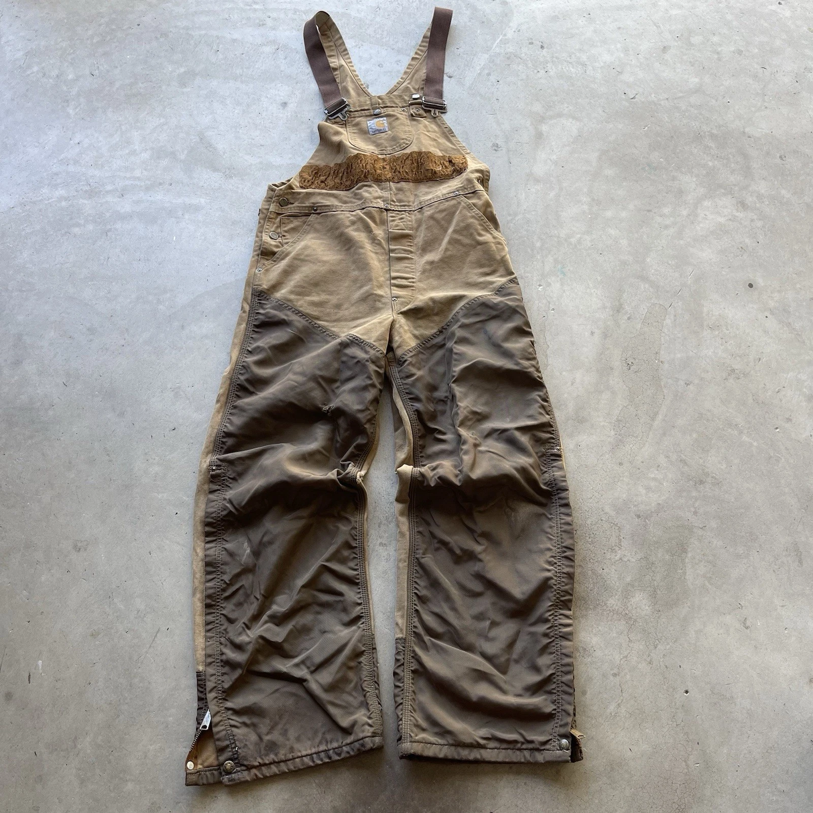 Vtg CARHARTT Overalls Mens 36x30 Double Knee 1989 100 Years DISTRESSED Hunting