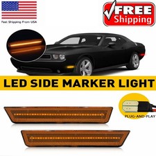 Amber Lens 2x Bumper LED Side Front For Light Marker Dodge 2008-2014 Challenger