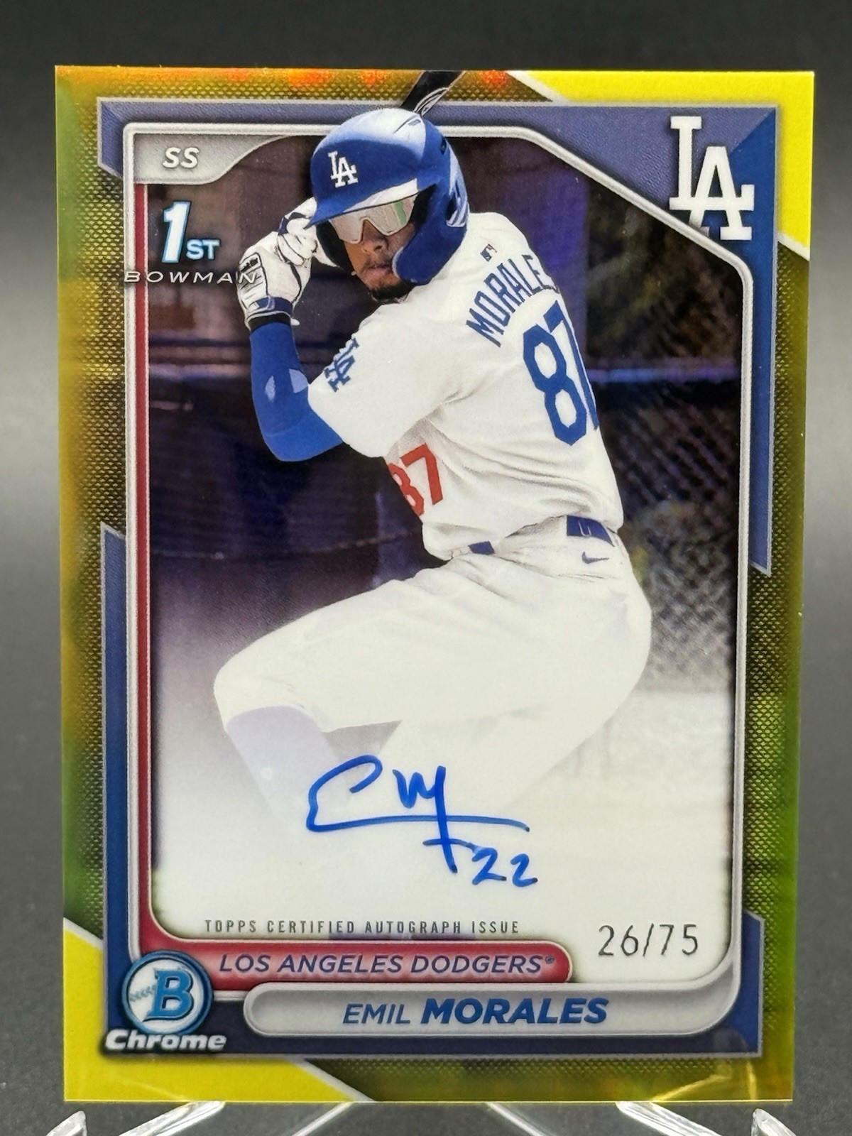 2024 Bowman Chrome EMIL MORALES 1st Auto Yellow Refractor /75