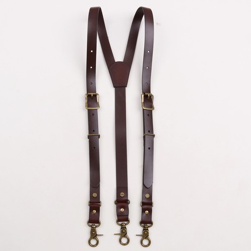 Men's Suspenders Belt Hook Buckle Jeans Anti-Slip Belt Cowhide Trousers Braces - Afbeelding 6 van 7