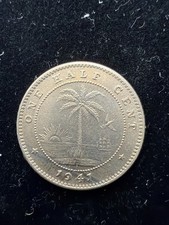 1941 LIBERIA 1/2c Half Cent African ELEPHANT coin, Low Mintage 1 Year Type, UNC