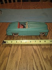 VINTAGE DISTLER TIN WIND UP CAR GREEN CONVERTIBLE TOY MADE IN US ZONE GERMANY
