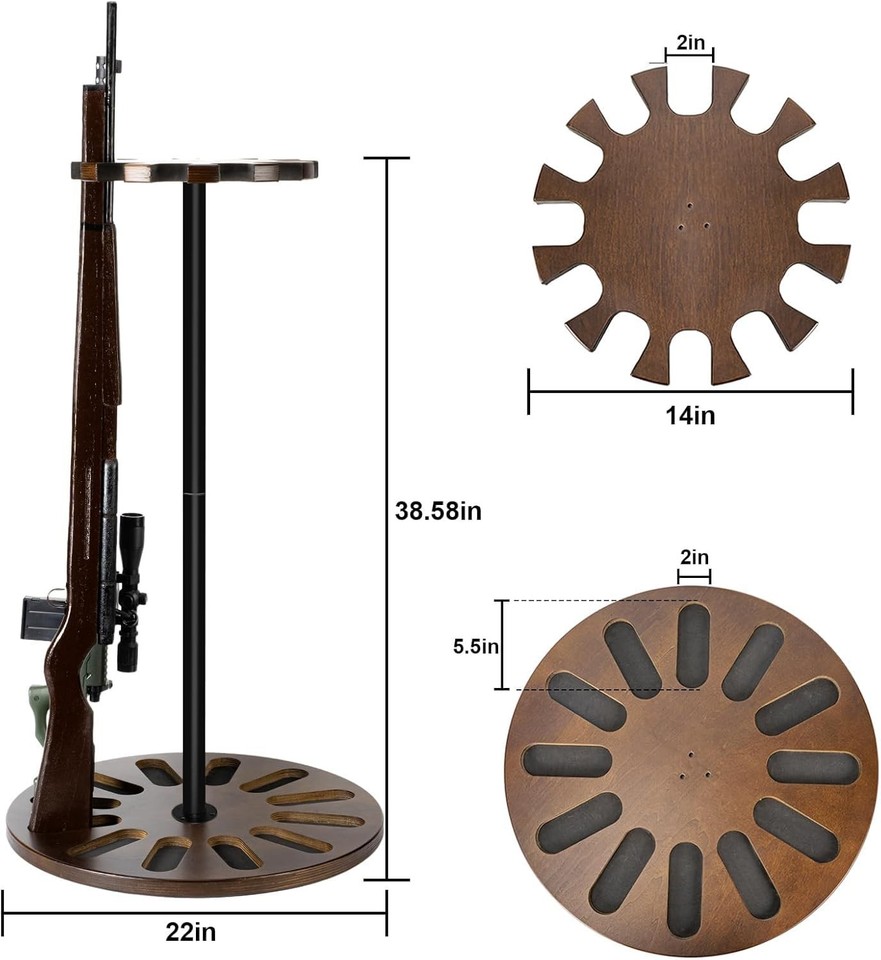 Revolving Axe Rack Indoor Gun Racks, Rotating Gun Rifle Rack Stand, Heavy Solid Wood Gun ...