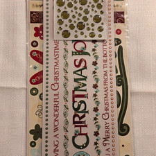 Christmas Scrapbooking Sticker Sheets Lot Words  Floral Multicolor