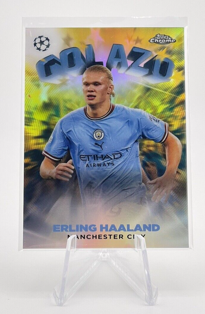 Erling Haaland 2022-23 Topps Chrome UEFA Golazo Yellow /125 #G-10 Man City