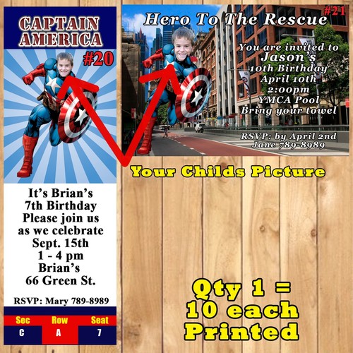 Superhero Invitations 10 each with Env or 10 each Thank You Cards Personalized - Picture 8 of 11