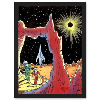 Painting Surreal Fantasy Sci Fi Alien Martian Planet Rocket Framed A3 Art Print