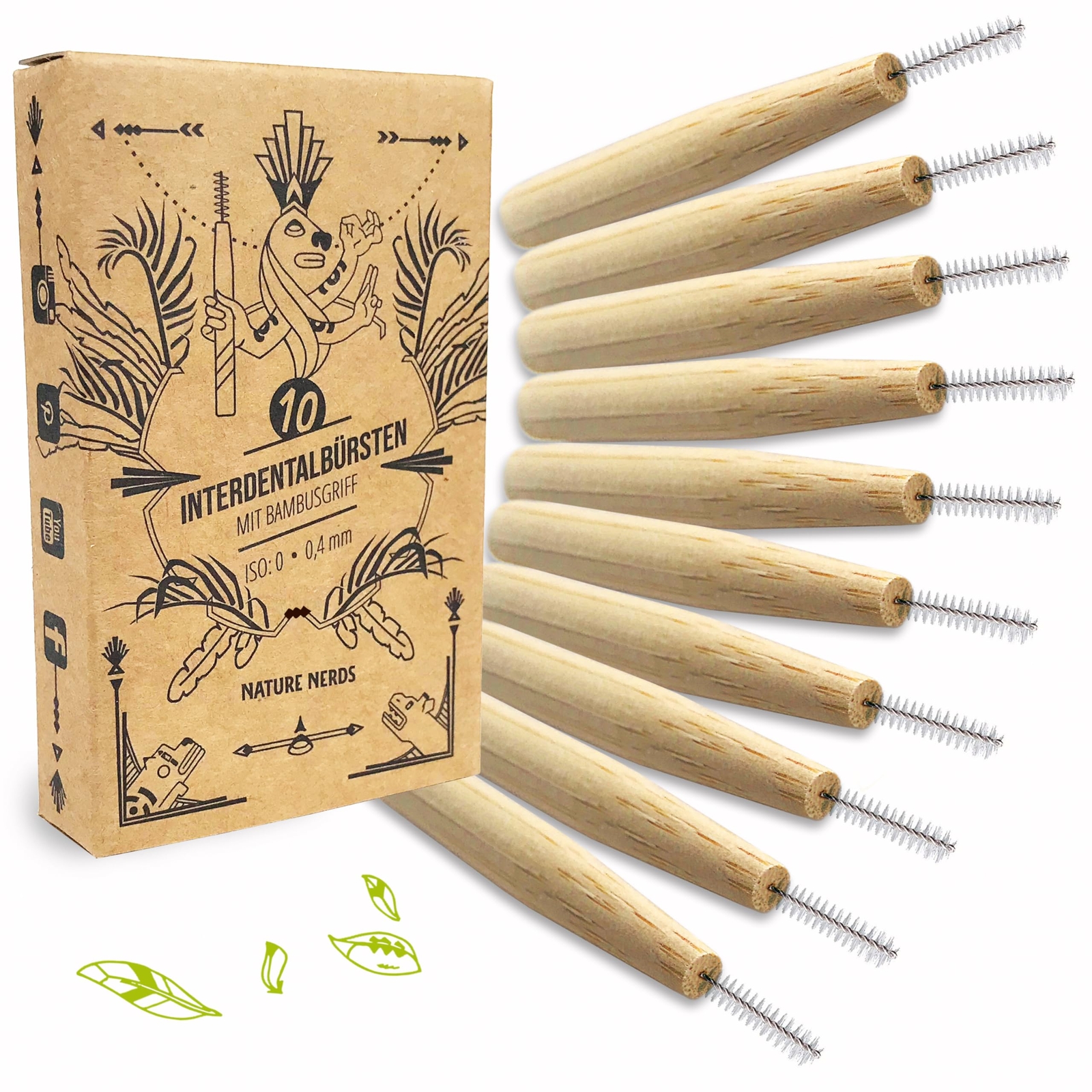 Nature Nerds - Spazzolini interdentali in un set (10 pezzi) 0,4 mm - ISO (K6w)