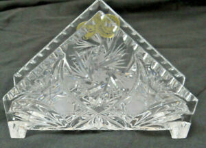 Crystal Glass Napkins Holder 5,5 " Hand Cut Czech Bohemian CrystalVintage Design