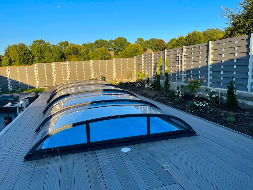 Gfk Schwimmbecken mit Überdachung, 610x300x150 Pool Poolhalle Hersteller SET - Bild 1 von 4