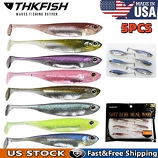 THKFISH 5pc Soft Plastic Swimbait Paddle Tail Shad Fishing Lure Minnow Swim Bait
