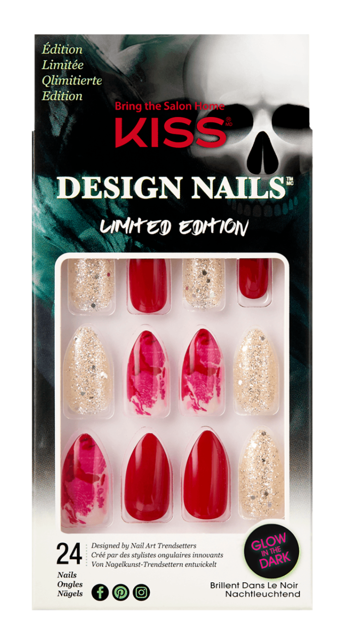 KISS GEL FANTASY SD 28 Set MEDIUM LENGTH HALLOWEEN NAILS Glue-On Nails MOONER