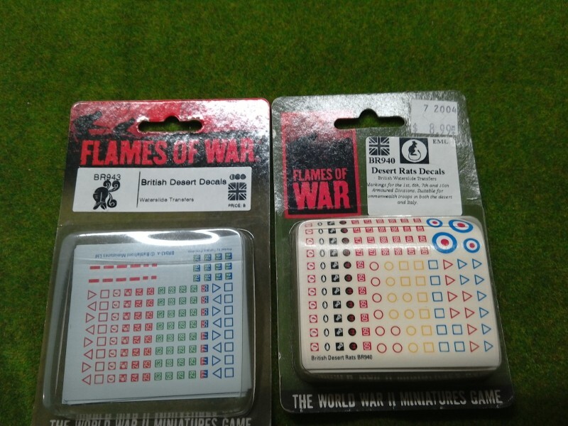 15mm WWII Flames of War British Desert Decals & Desert Rat Decals, 2 sets