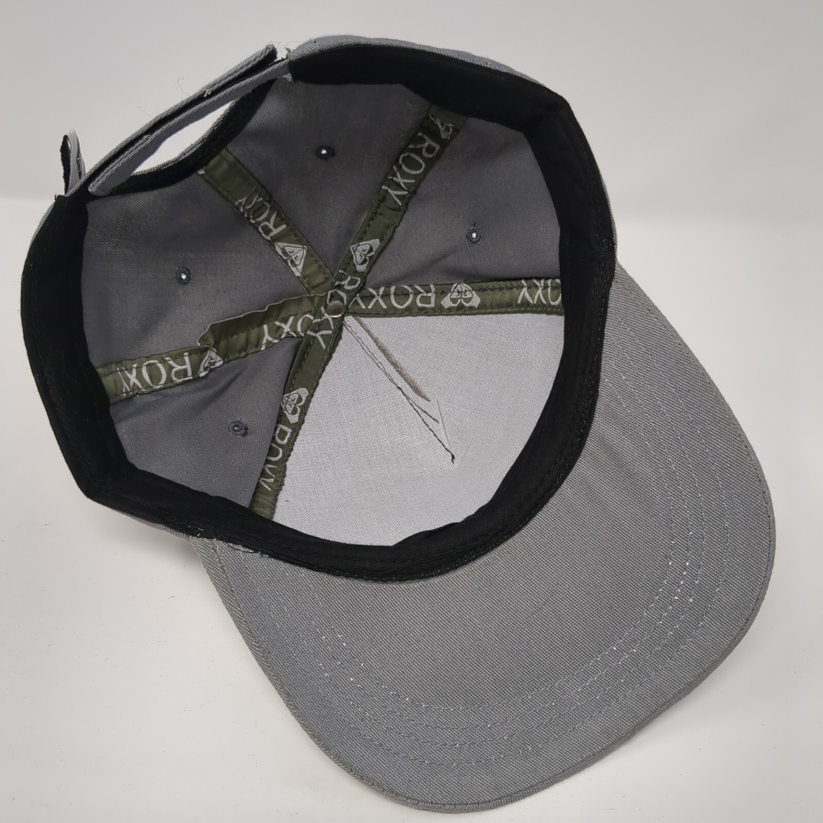 Roxy Leather Patch Strapback Hat Gray One Size Ad… - image 6