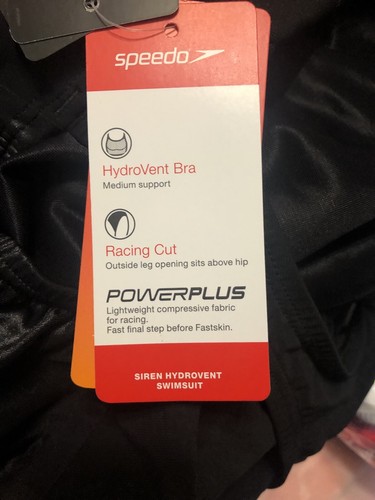 Speedo Costume da Bagno Donna Siren Hydrovent, Nero, Taglia 10 Nuovo con etichette - Foto 4 di 7