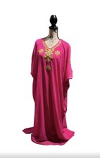 Pink Kaftan Dress Embellished With Rhinestones