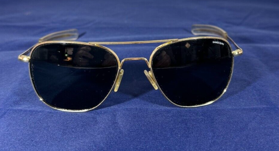 Randolph Aviator Sunglasses - 140-55-20 23k GP Rims w/ Polarized Green Lens-image