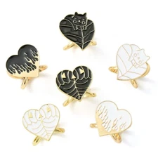 12x Elegant Heart Shirt Clips Jewelry Buckles Ring Brooch Gifts for Silk Scarf