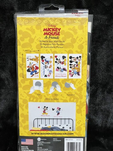 RoomMates Peel and Stick Decor Wall Decals Mickey and Friends 30 Pieces - Picture 7 of 9