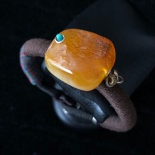 Natural Cognac Royal White Baltic Amber Stone Bracelet Silver Parts Braided Rope