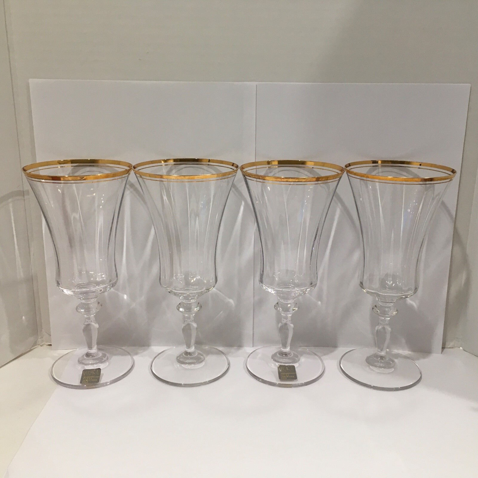 Set of (4) MIKASA Jamestown Gold Trim Iced Tea Water Wine Goblets New Never Used eBay