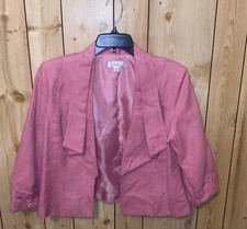 NWT Dressbarn Womens Size Medium Blazer Pink Cropped Lined Open Front