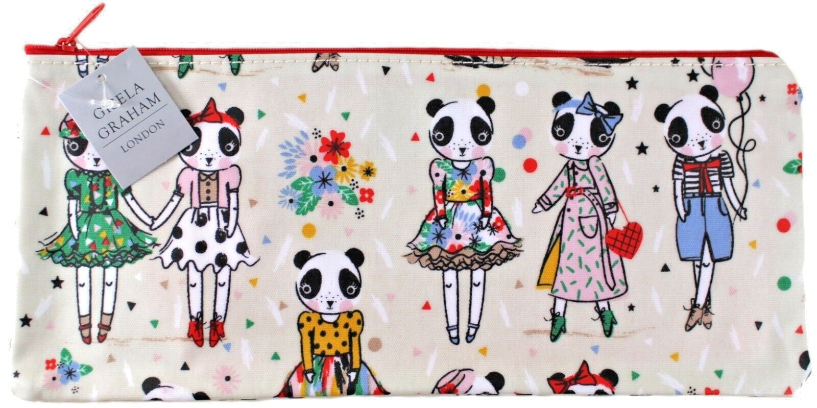 PENCIL CASE 31 x 14cm PVC Long Length GISELA GRAHAM Panda STATIONERY Organiser