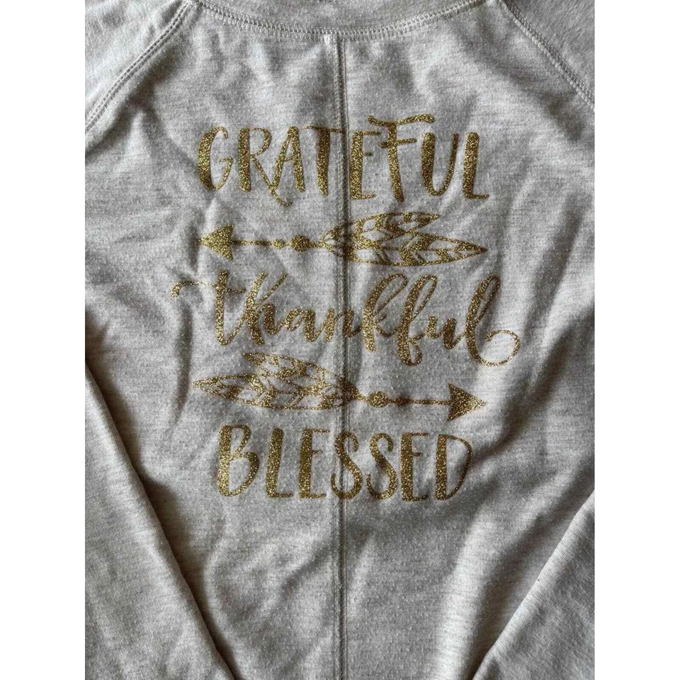 Otoño Juvenil Niña’s Grateful Top Sudadera Manga Larga Brillante Talla Grande 10-12 Foto 2 de 3
