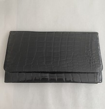Vintage Faux Leather Clutch Purse 1980s 80s