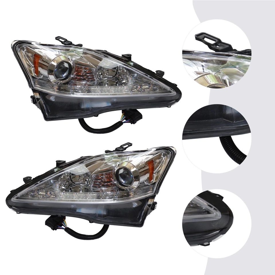Headlights For 2006-2013 Lexus IS250 IS350 Left+Right LED DRL Headlamp Pair Set - Image 4 of 4