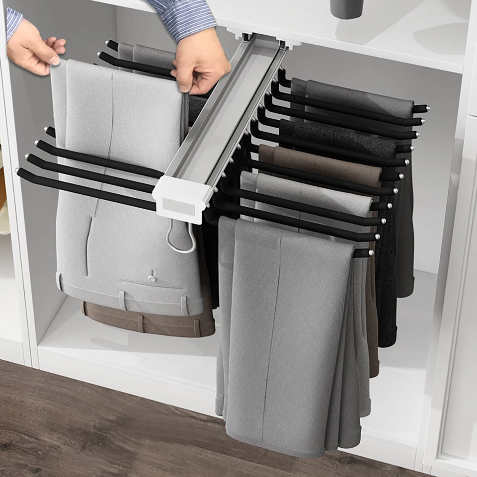 22 Arms Steel Pull Out Pants Hanger Trousers Rack For Space Saving And Storage - Image 3 of 4
