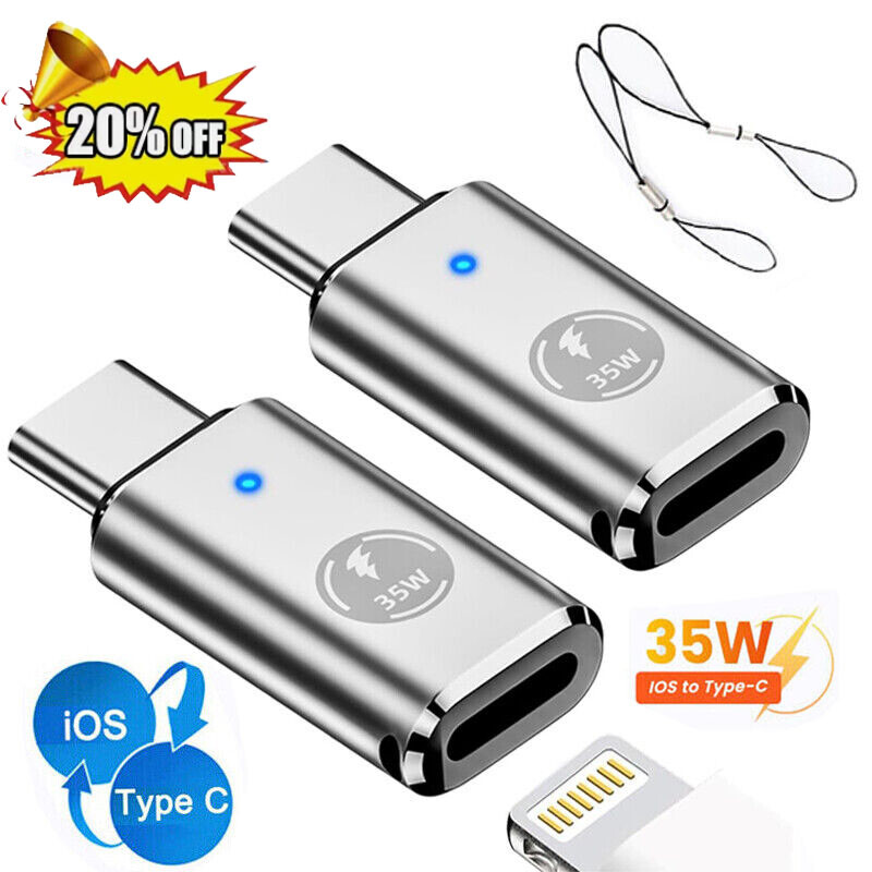 35W USB-C to iOS Adapter with Lanyard for iPhone 16 15 Pro Max Plus  