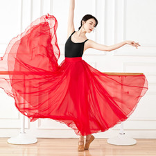 Women Ballet Dance Wrap Skirt Ballroom Modern Dancewear Thin Chiffon Practice