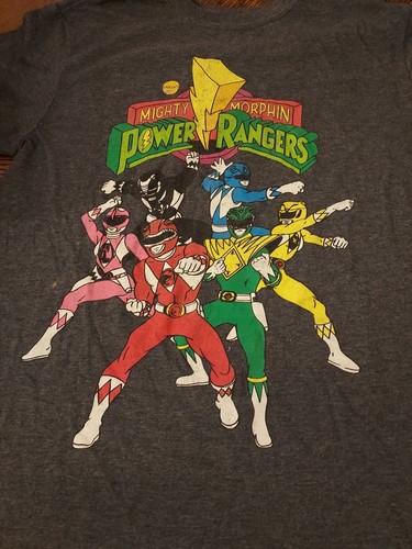 Mighty Morphin Power Rangers Men's Large Blue Graphic T-Shirt Morphin Heroes - Picture 2 of 11