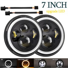 Pair 7 Inch Round Led Headlights High Or Low Beam Chrome For Jeep Wrangler Jk Tj