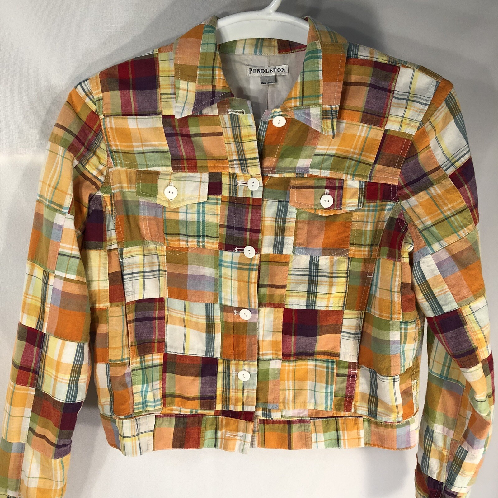Pendleton Jacket Women's Patchwork Size Large Pla… - image 1